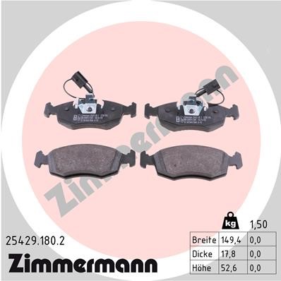 Bromsbeläggsats, Framaxel Zimmermann 25429.180.2 ZIMMERMANN