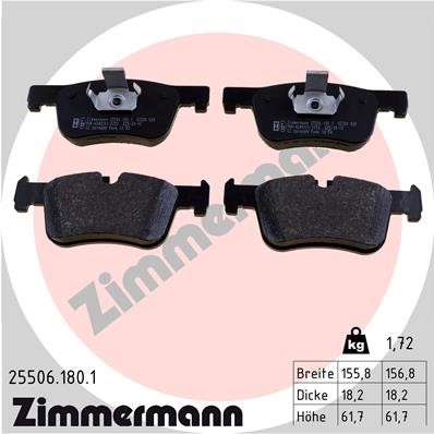 Bromsbeläggsats, Framaxel Zimmermann 25506.180.1 ZIMMERMANN