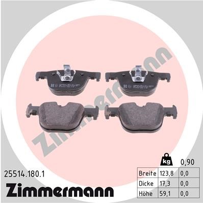 Bromsbeläggsats, Bakaxel Zimmermann 25514.180.1 ZIMMERMANN