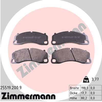 Bromsbeläggsats, Framaxel Zimmermann Pb:z 25519.200.9 ZIMMERMANN