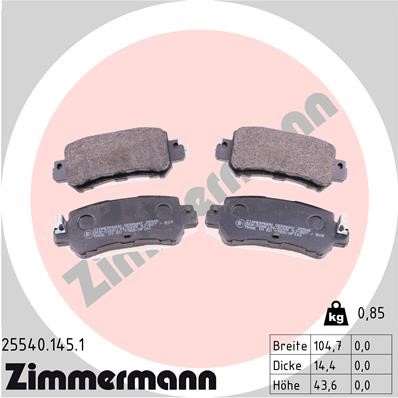Bromsbeläggsats, Bakaxel Zimmermann 25540.145.1 ZIMMERMANN