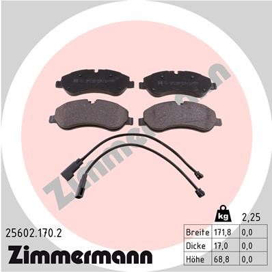 Bromsbeläggsats, Framaxel Zimmermann 25602.170.2 ZIMMERMANN