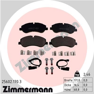 Bromsbeläggsats, Framaxel Zimmermann 25602.170.3 ZIMMERMANN