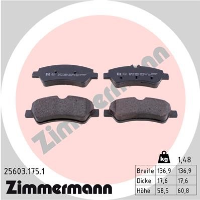 Bromsbeläggsats, Bakaxel Zimmermann 25603.175.1 ZIMMERMANN