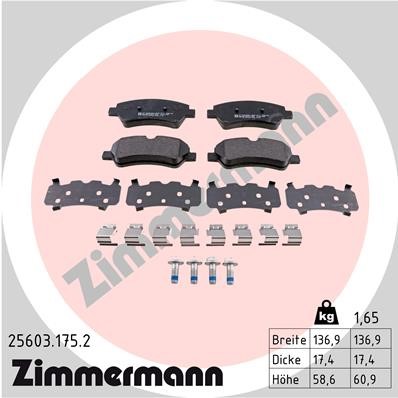 Bromsbeläggsats, Bakaxel Zimmermann 25603.175.2 ZIMMERMANN