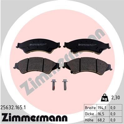 Bromsbeläggsats, Framaxel Zimmermann 25632.165.1 ZIMMERMANN