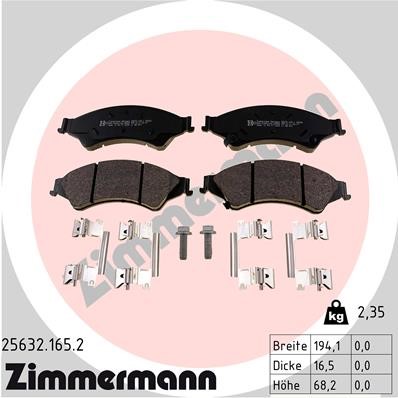Bromsbeläggsats, Framaxel Zimmermann 25632.165.2 ZIMMERMANN