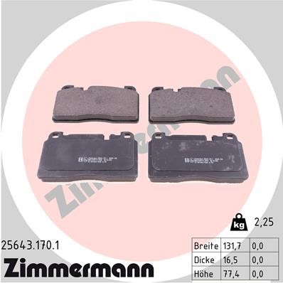 Bromsbeläggsats, Framaxel Zimmermann 25643.170.1 ZIMMERMANN