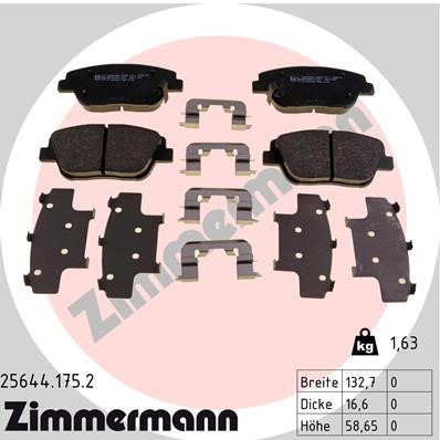 Bromsbeläggsats, Framaxel Zimmermann 25644.175.2 ZIMMERMANN
