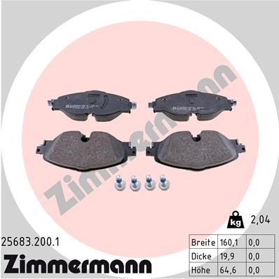 Bromsbeläggsats, Framaxel Zimmermann 25683.200.1 ZIMMERMANN