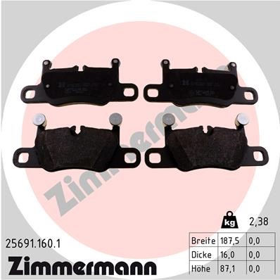 Bromsbeläggsats, Bakaxel Zimmermann 25691.160.1 ZIMMERMANN
