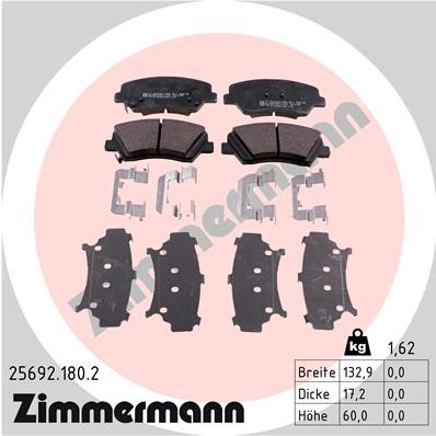 Bromsbeläggsats, Framaxel Zimmermann 25692.180.2 ZIMMERMANN