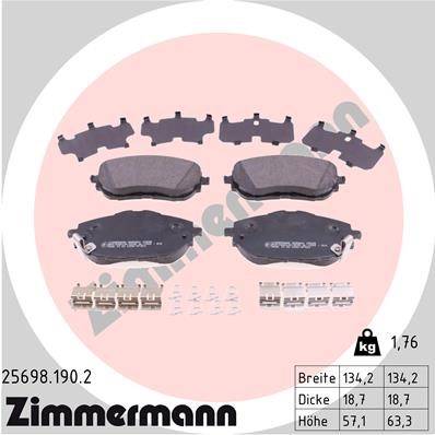 Bromsbeläggsats, Framaxel Zimmermann 25698.190.2 ZIMMERMANN