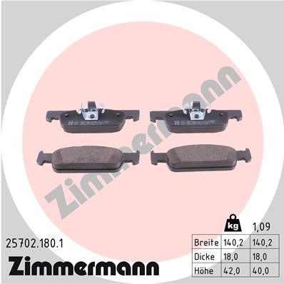 Bromsbeläggsats, Framaxel Zimmermann 25702.180.1 ZIMMERMANN
