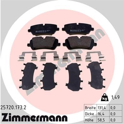 Bromsbeläggsats, Bakaxel Zimmermann 25720.173.2 ZIMMERMANN