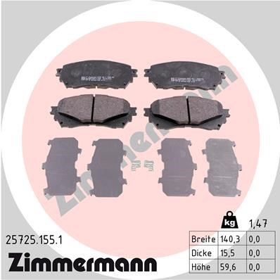 Bromsbeläggsats, Framaxel Zimmermann 25725.155.1 ZIMMERMANN