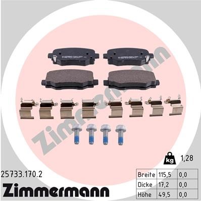 Bromsbeläggsats, Bakaxel Zimmermann 25733.170.2 ZIMMERMANN