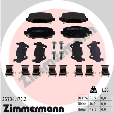 Bromsbeläggsats, Bakaxel Zimmermann 25734.170.2 ZIMMERMANN