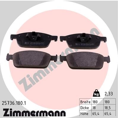 Bromsbeläggsats, Framaxel Zimmermann 25736.180.1 ZIMMERMANN