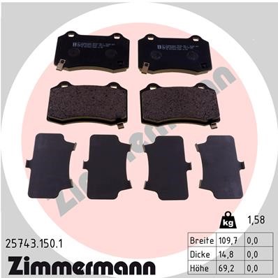 Bromsbeläggsats, Bakaxel Zimmermann 25743.150.1 ZIMMERMANN
