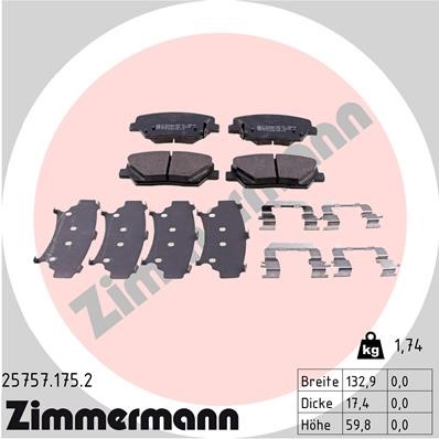 Bromsbeläggsats, Framaxel Zimmermann 25757.175.2 ZIMMERMANN