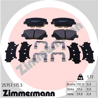 Bromsbeläggsats, Framaxel Zimmermann 25757.175.3 ZIMMERMANN Bromsbeläggsats, Framaxel Zimmermann 25757.175.3 ZIMMERMANN