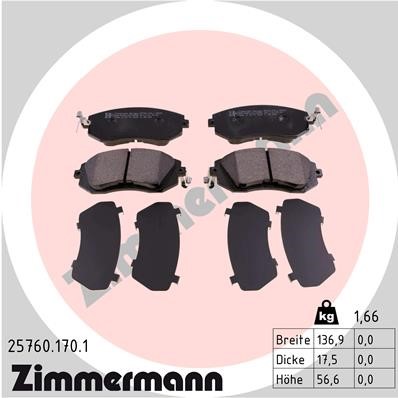 Bromsbeläggsats, Framaxel Zimmermann 25760.170.1 ZIMMERMANN