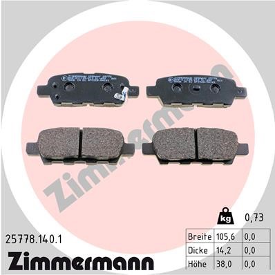 Bromsbeläggsats, Bakaxel Zimmermann 25778.140.1 ZIMMERMANN
