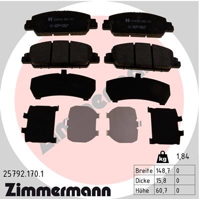 Bromsbeläggsats, Framaxel Zimmermann 25792.170.1 ZIMMERMANN
