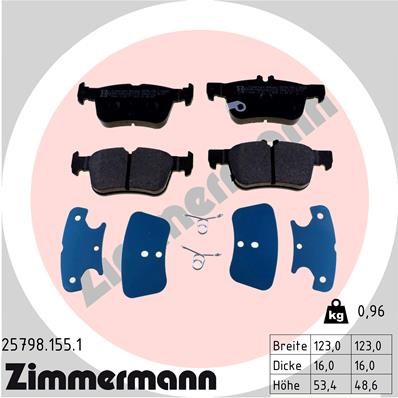 Bromsbeläggsats, Bakaxel Zimmermann 25798.155.1 ZIMMERMANN