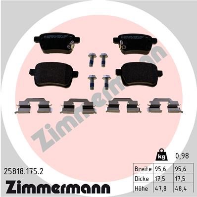 Bromsbeläggsats, Bakaxel Zimmermann 25818.175.2 ZIMMERMANN