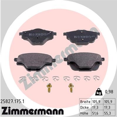 Bromsbeläggsats, Bakaxel Zimmermann 25827.175.1 ZIMMERMANN
