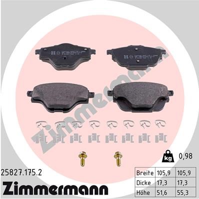 Bromsbeläggsats, Bakaxel Zimmermann 25827.175.2 ZIMMERMANN