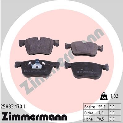 Bromsbeläggsats, Framaxel Zimmermann 25833.170.1 ZIMMERMANN