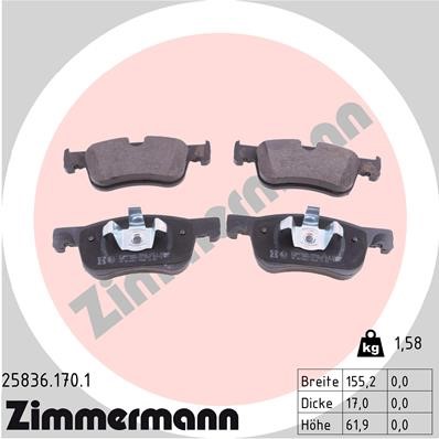 Bromsbeläggsats, Framaxel Zimmermann 25836.170.1 ZIMMERMANN