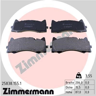 Bromsbeläggsats, Framaxel Zimmermann 25838.155.1 ZIMMERMANN