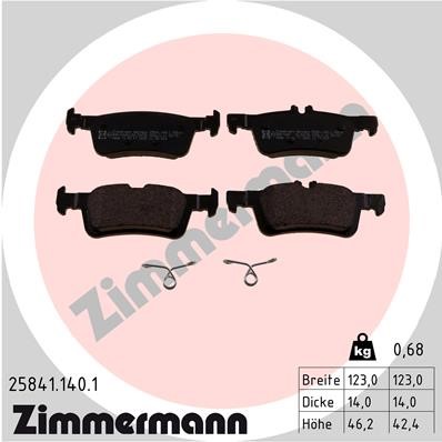 Bromsbeläggsats, Bakaxel Zimmermann 25841.140.1 ZIMMERMANN