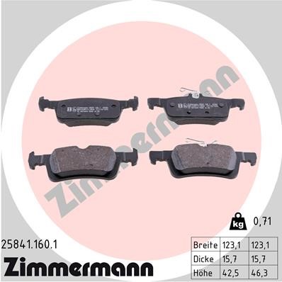 Bromsbeläggsats, Bakaxel Zimmermann 25841.160.1 ZIMMERMANN