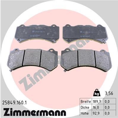 Bromsbeläggsats, Framaxel Zimmermann 25849.160.1 ZIMMERMANN