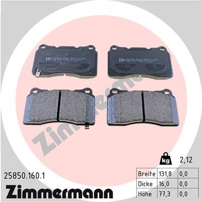 Bromsbeläggsats, Framaxel Zimmermann 25850.160.1 ZIMMERMANN