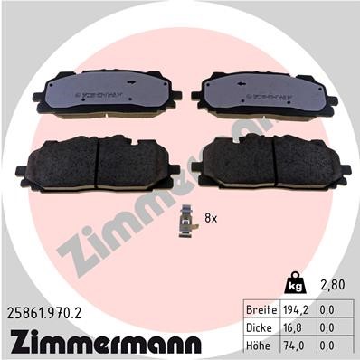 Bromsbeläggsats, Framaxel Zimmermann Rd:z 25861.970.2 ZIMMERMANN