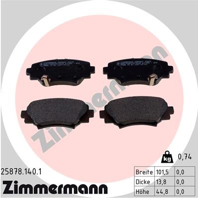 Bromsbeläggsats, Bakaxel Zimmermann 25878.140.1 ZIMMERMANN