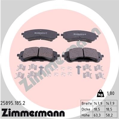 Bromsbeläggsats, Framaxel Zimmermann 25895.185.2 ZIMMERMANN
