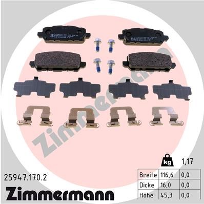 Bromsbeläggsats, Bakaxel Zimmermann 25947.170.2 ZIMMERMANN