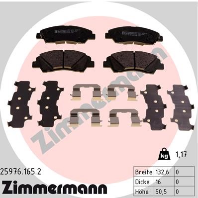 Bromsbeläggsats, Framaxel Zimmermann 25976.165.2 ZIMMERMANN