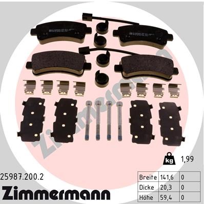 Bromsbeläggsats, Bakaxel Zimmermann 25987.200.2 ZIMMERMANN