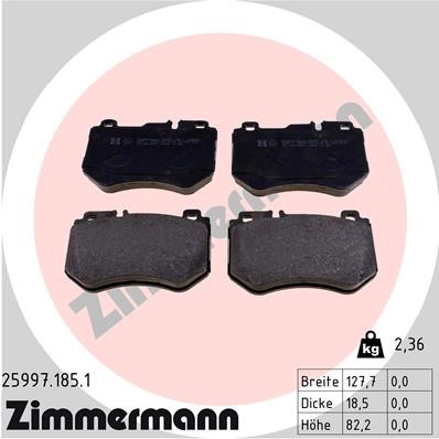Bromsbeläggsats, Framaxel Zimmermann 25997.185.1 ZIMMERMANN