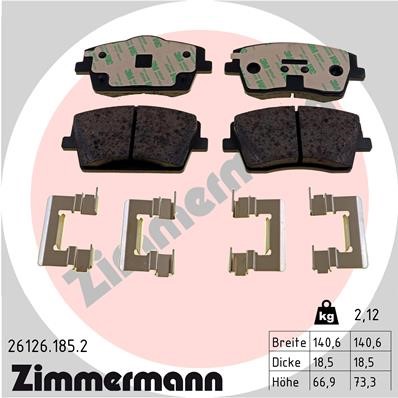 Bromsbeläggsats, Framaxel Zimmermann 26126.185.2 ZIMMERMANN