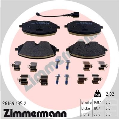 Bromsbeläggsats, Framaxel Zimmermann 26169.185.2 ZIMMERMANN