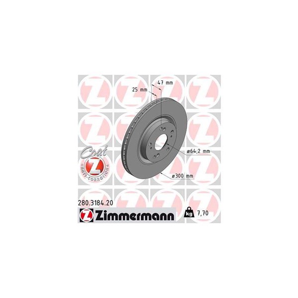 Bromsskiva Ventilerad, Framaxel Zimmermann 280.3184.20 ZIMMERMANN